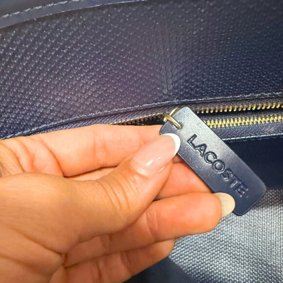 Lacoste Chantaco Bag | Coated Split Cow Leather | Carry-All Bag | Navy Blue - Picture 4 of 12